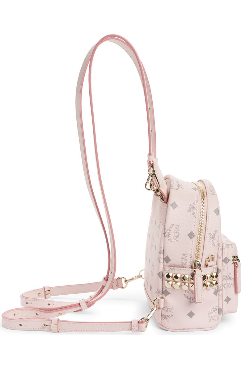 MCM Mini Stark Stud Coated Canvas Backpack, Alternate, color,