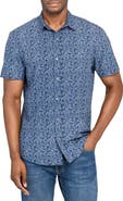 W.R.K Slim Fit Floral Stem Short Sleeve Performance Button-Up Shirt