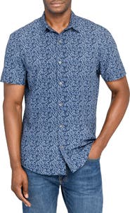 W.R.K Slim Fit Floral Stem Short Sleeve Performance Button-Up Shirt