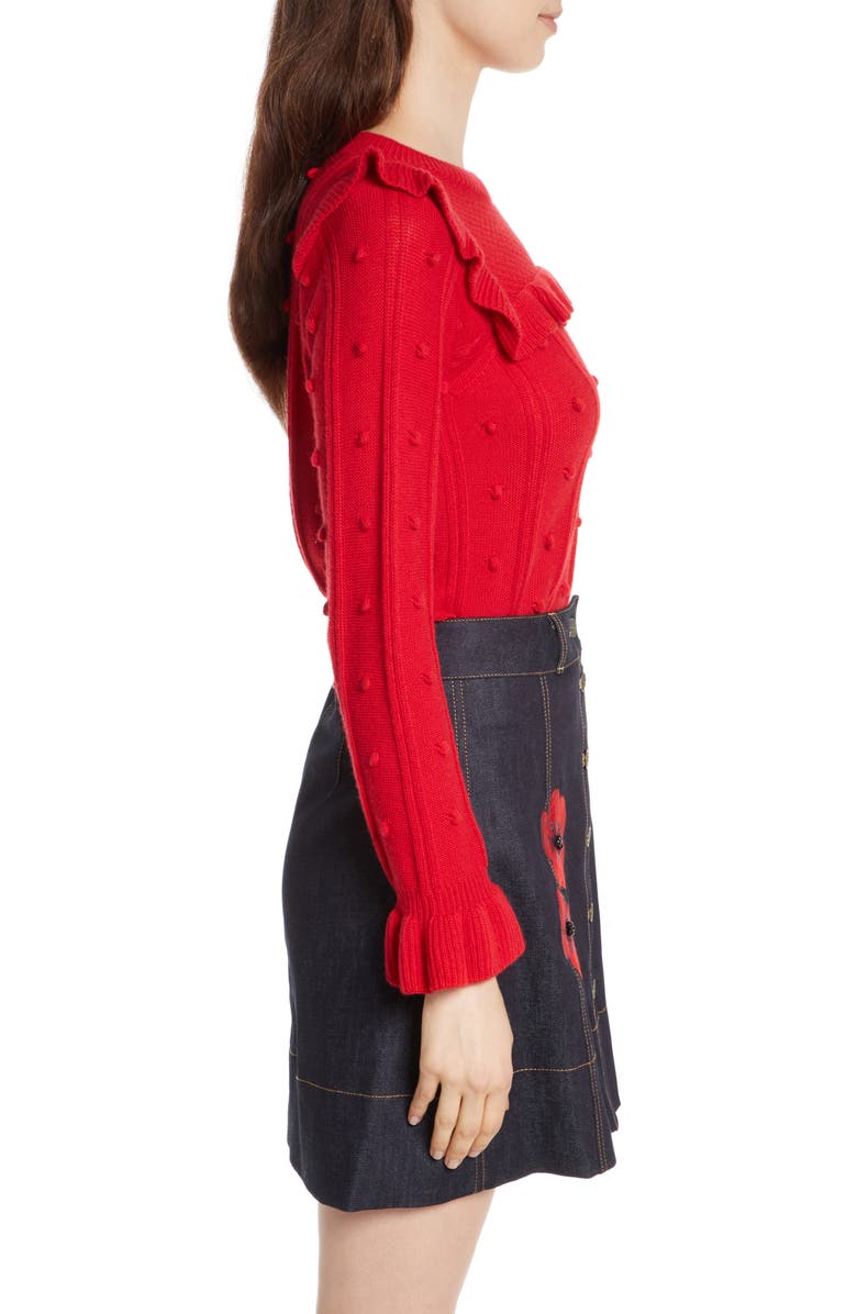 Kate Spade New York ruffle yoke sweater, Alternate, color, Charm Red