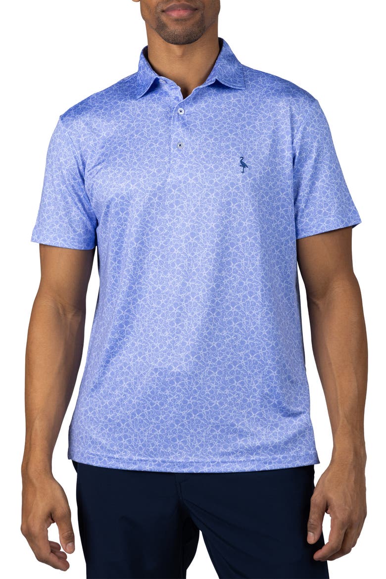 Floral Performance Polo, Main, color, BLUE