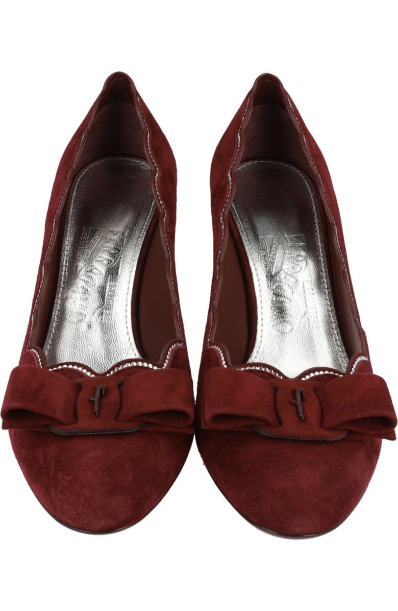 FERRAGAMO Carla Stud Embellished Vara Bow Pump, Alternate, color, Bordeaux
