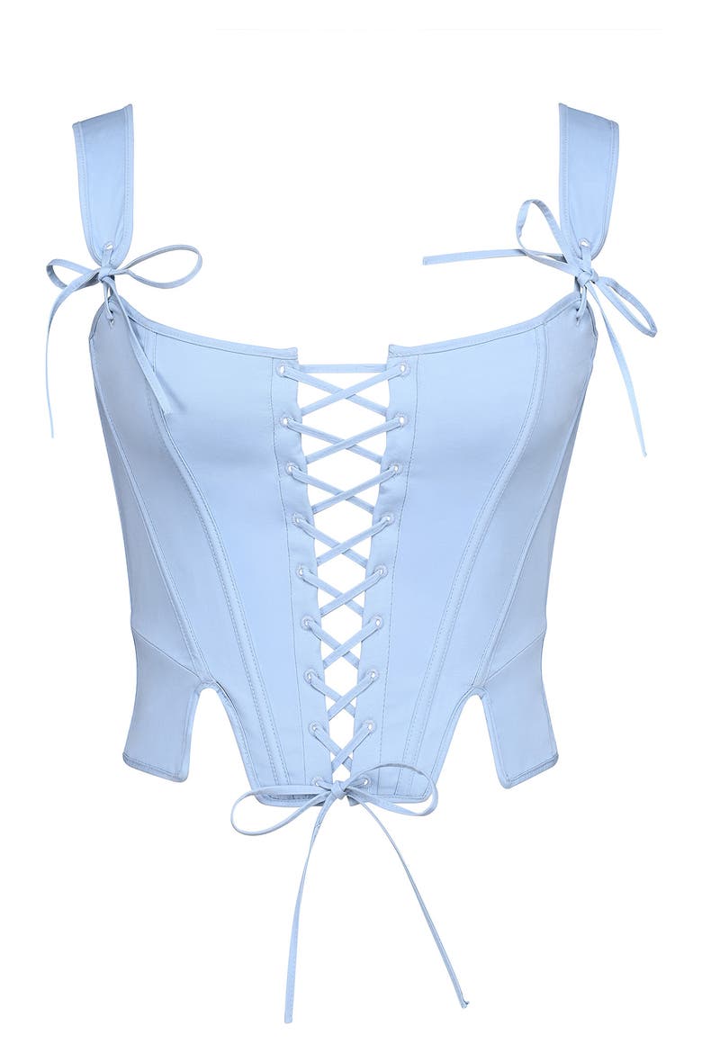 Callie Reversible Stretch Pima Cotton Corset Top, Alternate, color, YELLOW ROSE BLUE
