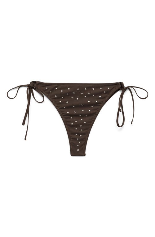 Mango Embellished Bikini Bottoms In Brown