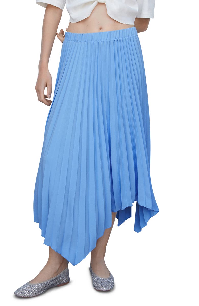 MANGO Pleated Handkerchief Hem Skirt, Main, color, 