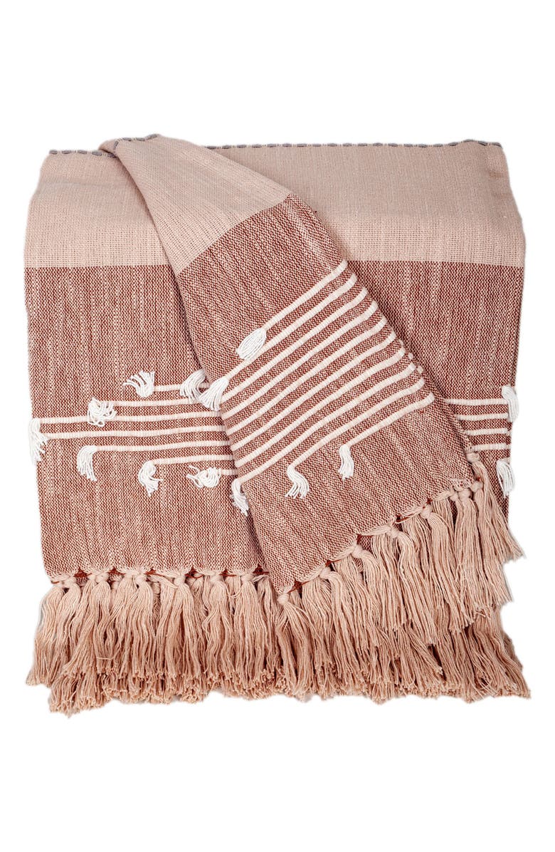 PARKLAND COLLECTION Adonia Fringe Throw Blanket, Main, color, Grey Rust