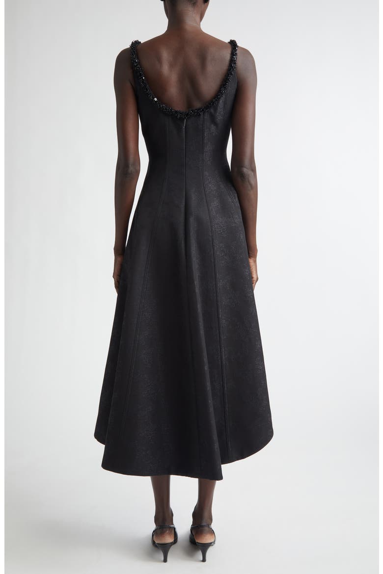 Asymmetric Midi Cocktail Dress, Alternate, color, BLACK