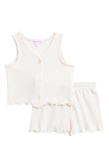 Design History Kids' Crinkle Gauze Vest & Shorts Set In Off White