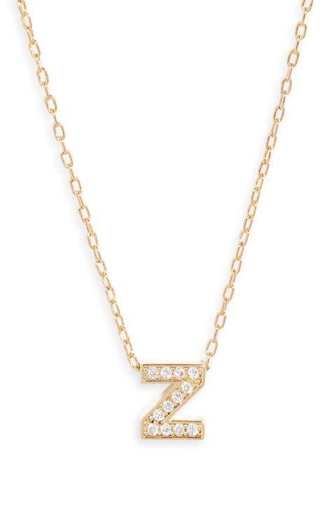 Pavé Cubic Zirconia Initial Necklace