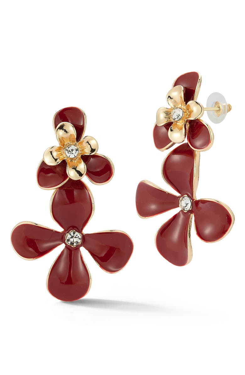 SPHERA MILANO Flower Drop Earrings, Main, color, Gold