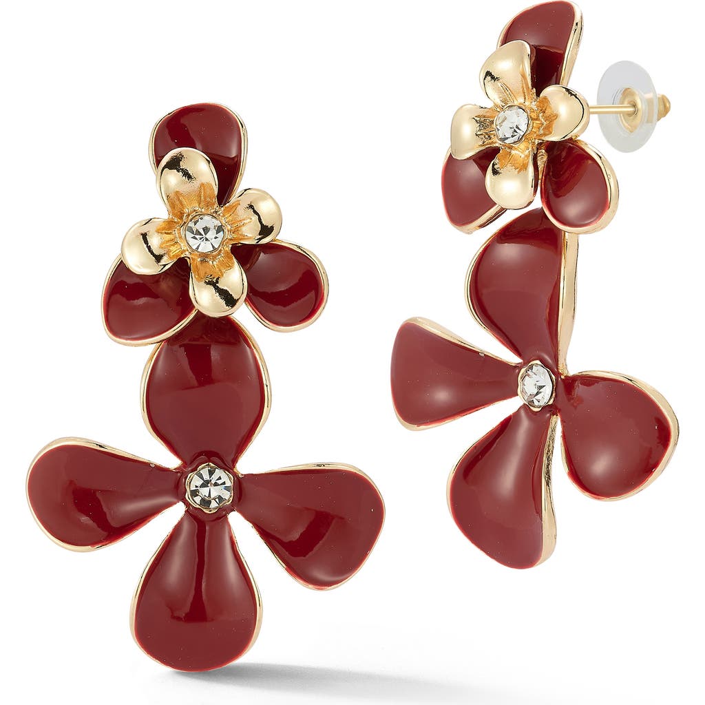 Sphera Milano Plated Enamel Flower Earrings