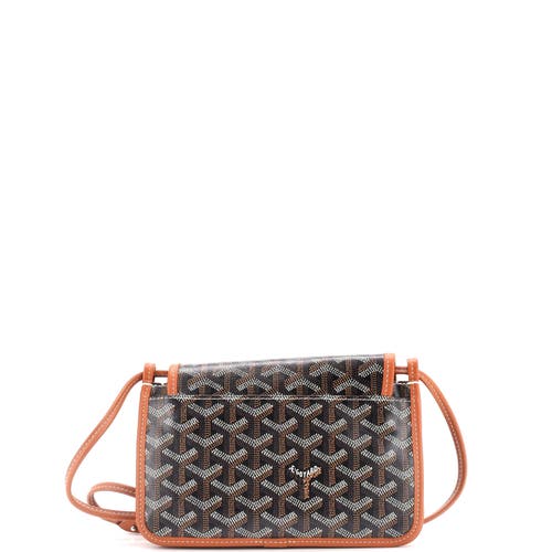 Pre-owned Goyard Goyard Plumet Clutch Wallet Coated Canvas In Brown