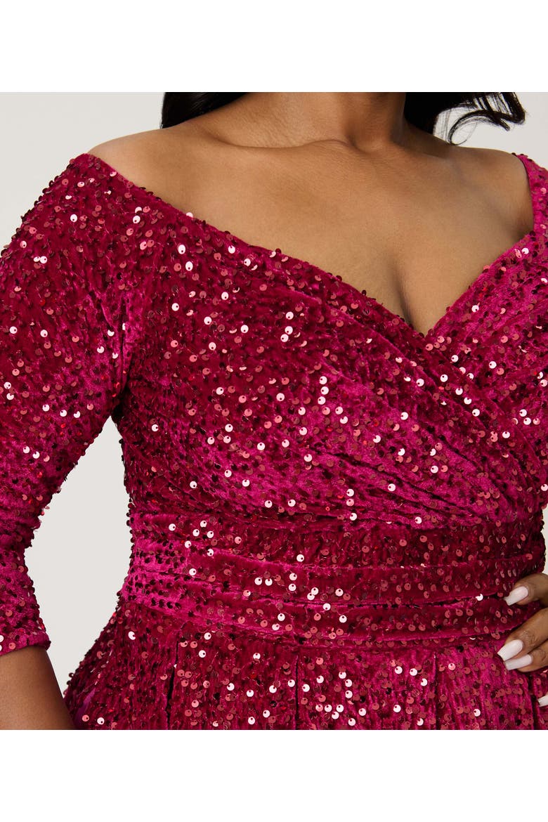 Plus Size 1950s Marceline Swing Dress, Alternate, color, Burgundy Sparkle