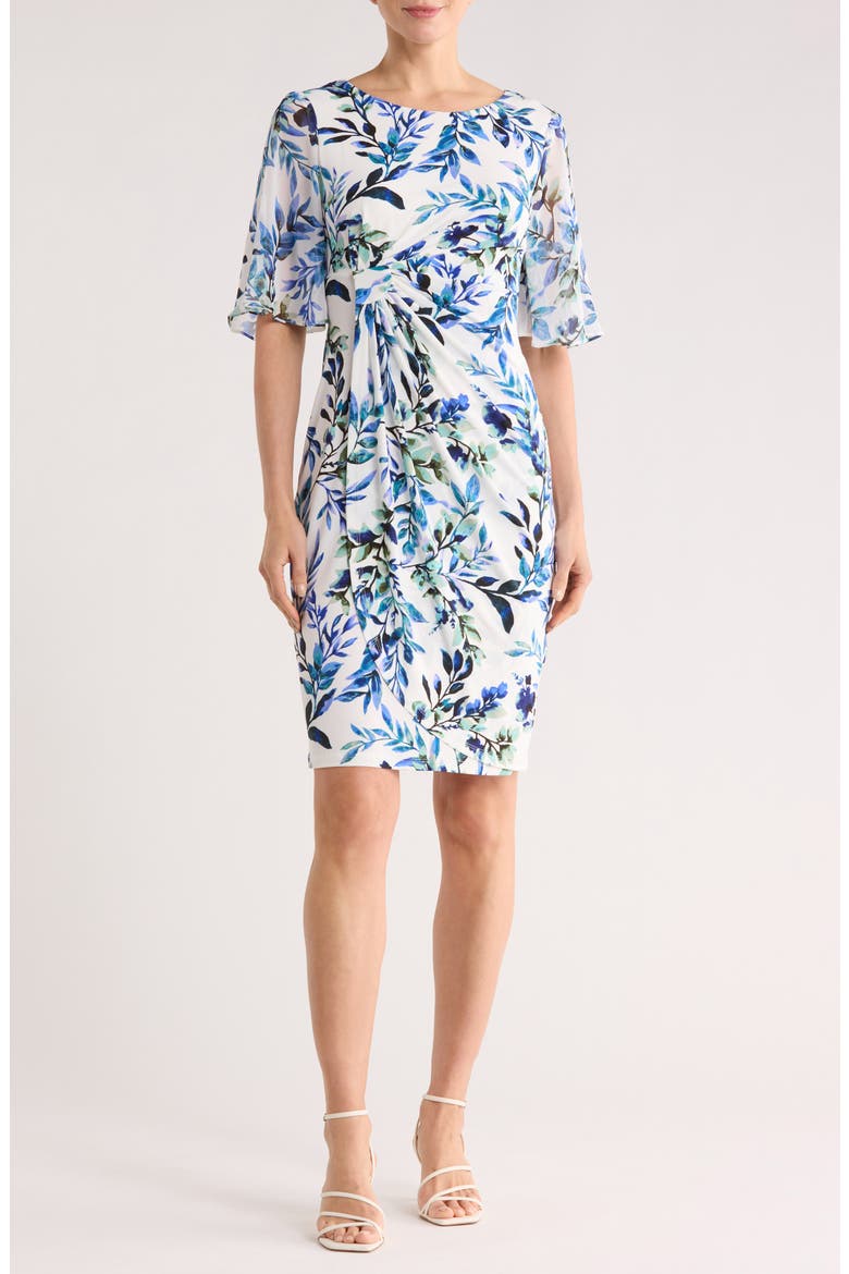 Flutter Sleeve Faux Wrap Minidress, Main, color, IVORY