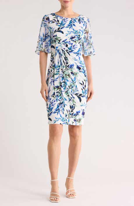 Connected Apparel Flutter Sleeve Faux Wrap Minidress
