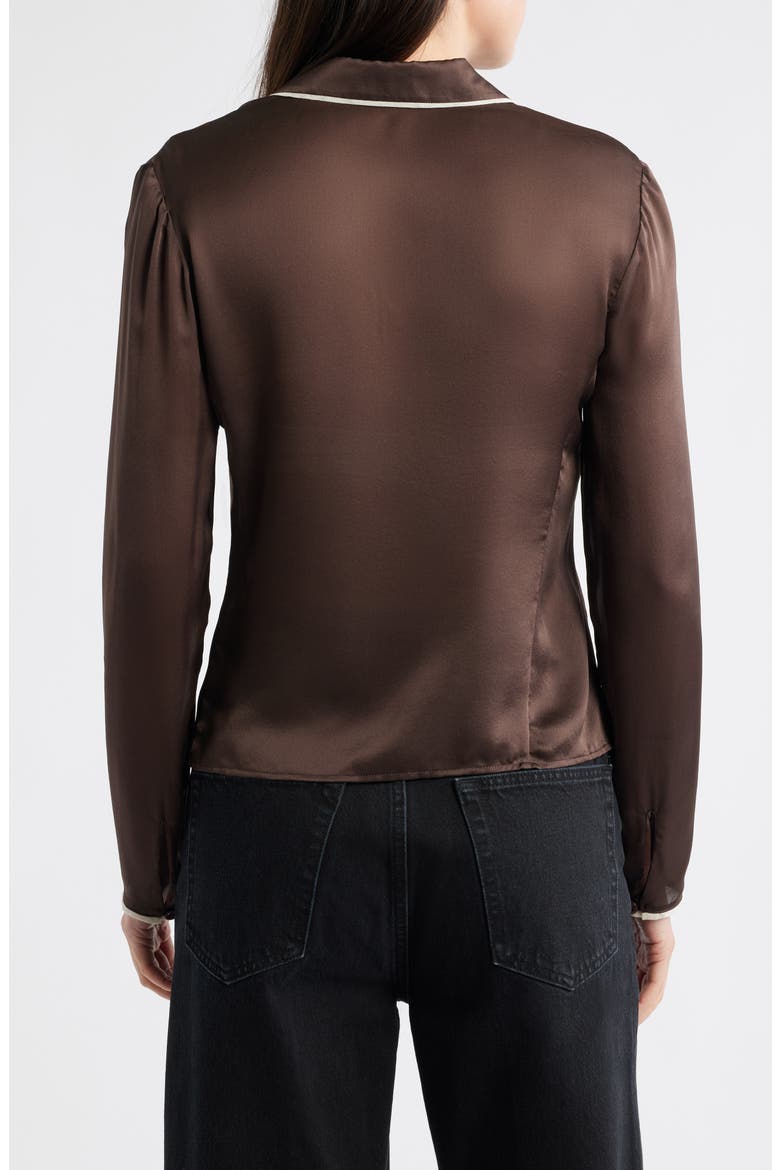 The Slim Essential Silk Shirt, Alternate, color, COFFEE MULTI