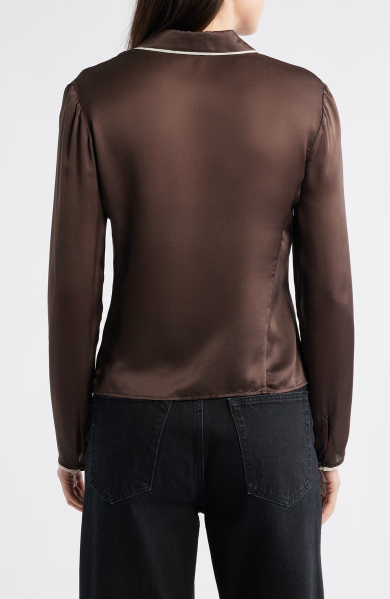 FRAME The Slim Essential Silk Shirt, Alternate, color, Coffee Multi