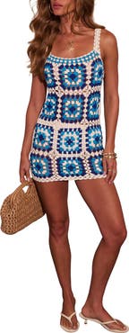 VICI Collection Shoreline Breeze Abstract Crochet Cover-Up Dress