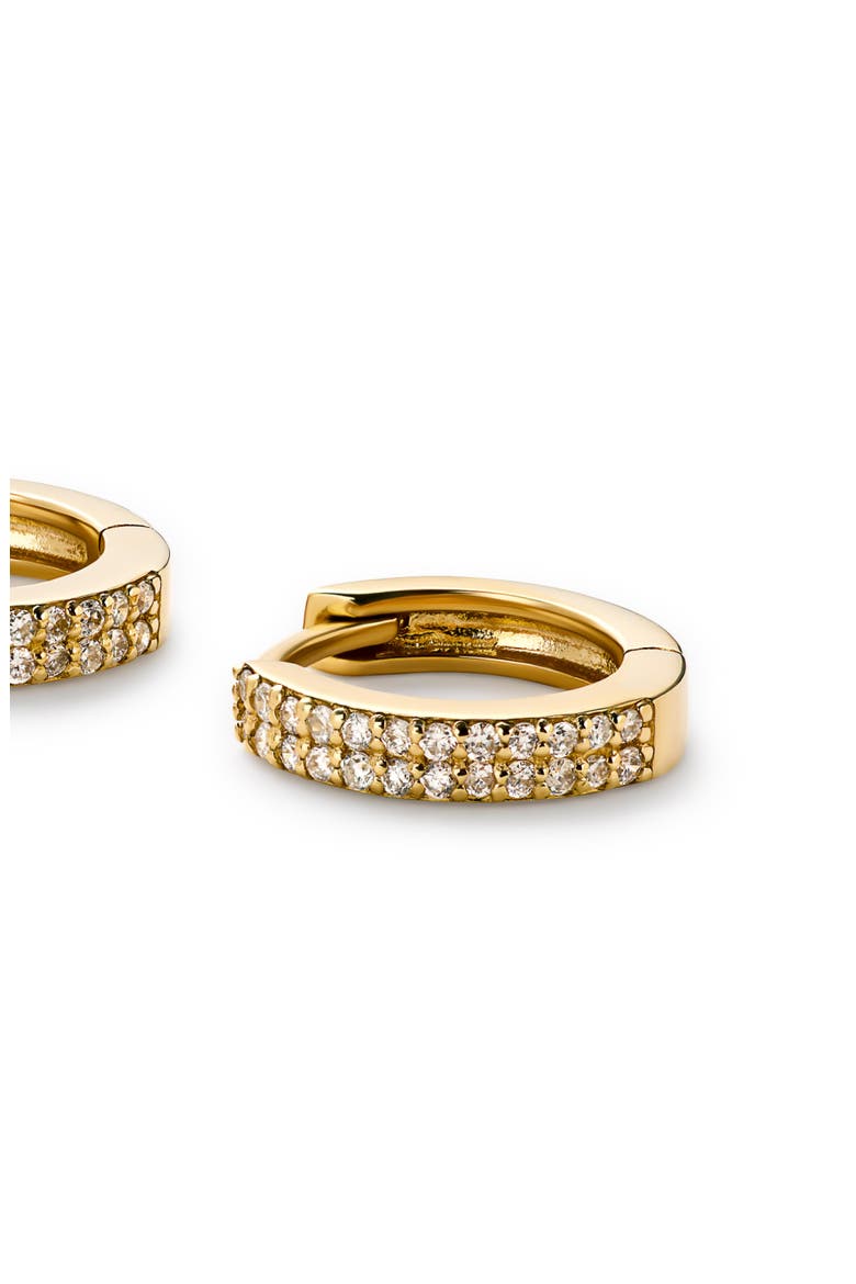 Diamond Hoop Earrings - Diamond Double Row Huggie Hoops, Alternate, color, Gold