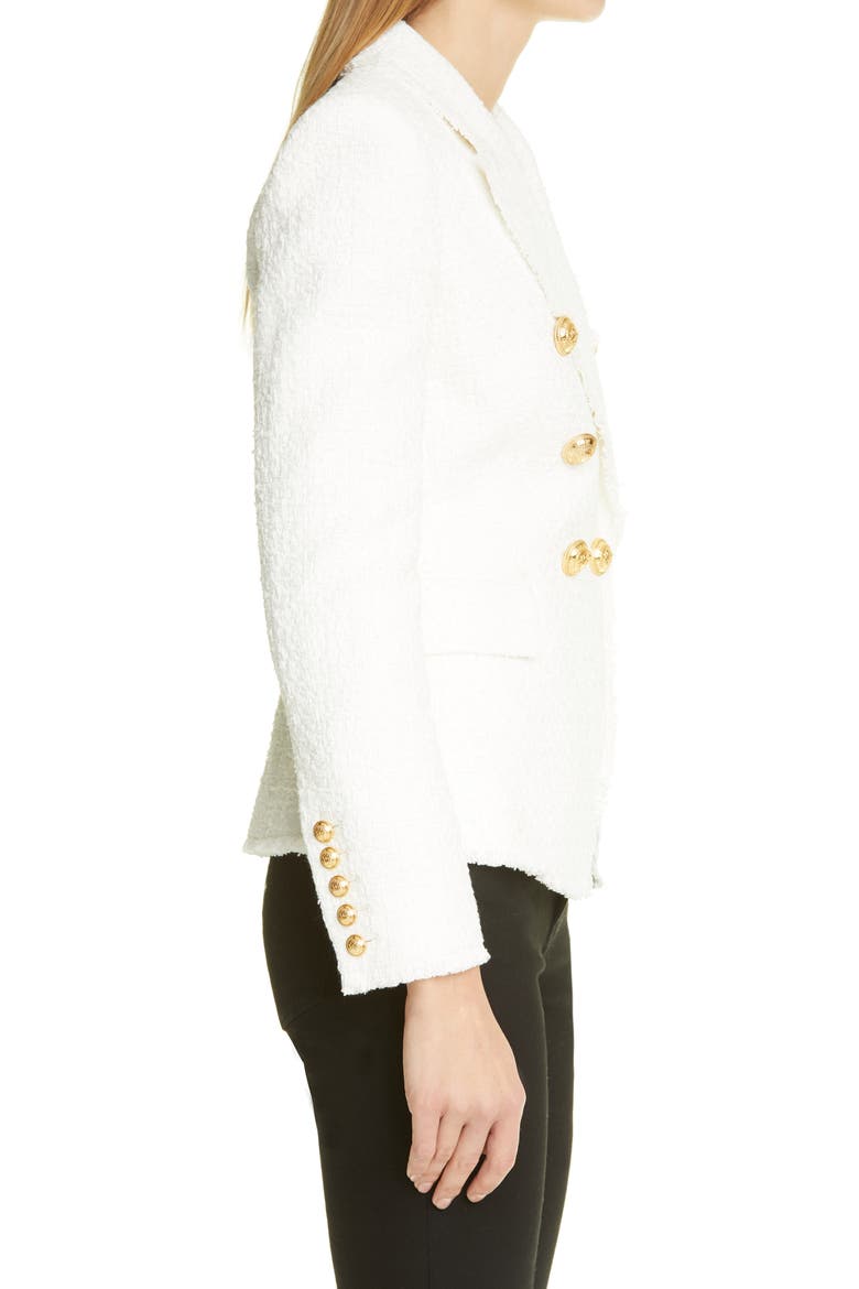 Double Breasted Tweed Jacket, Alternate, color, BLANC
