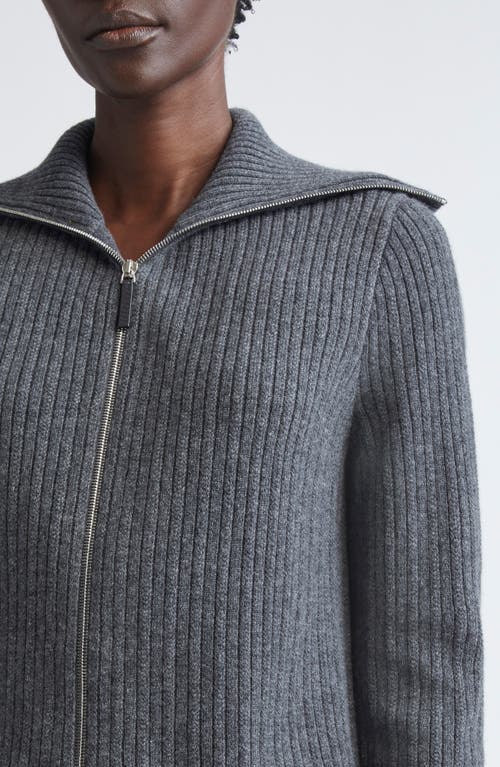 Lafayette 148 New York Mixed Stitch Zip Cardigan In Gray