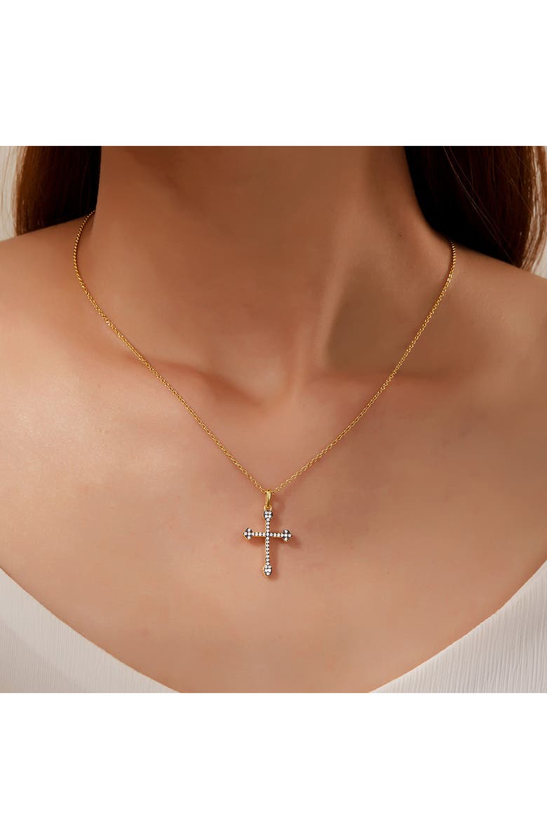 Lafonn Pavé Simulated Diamond Cross Pendant Necklace, Alternate, color, White