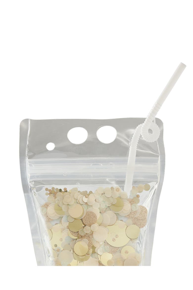Gold Confetti Drink Pouches, Alternate, color, Multicolor