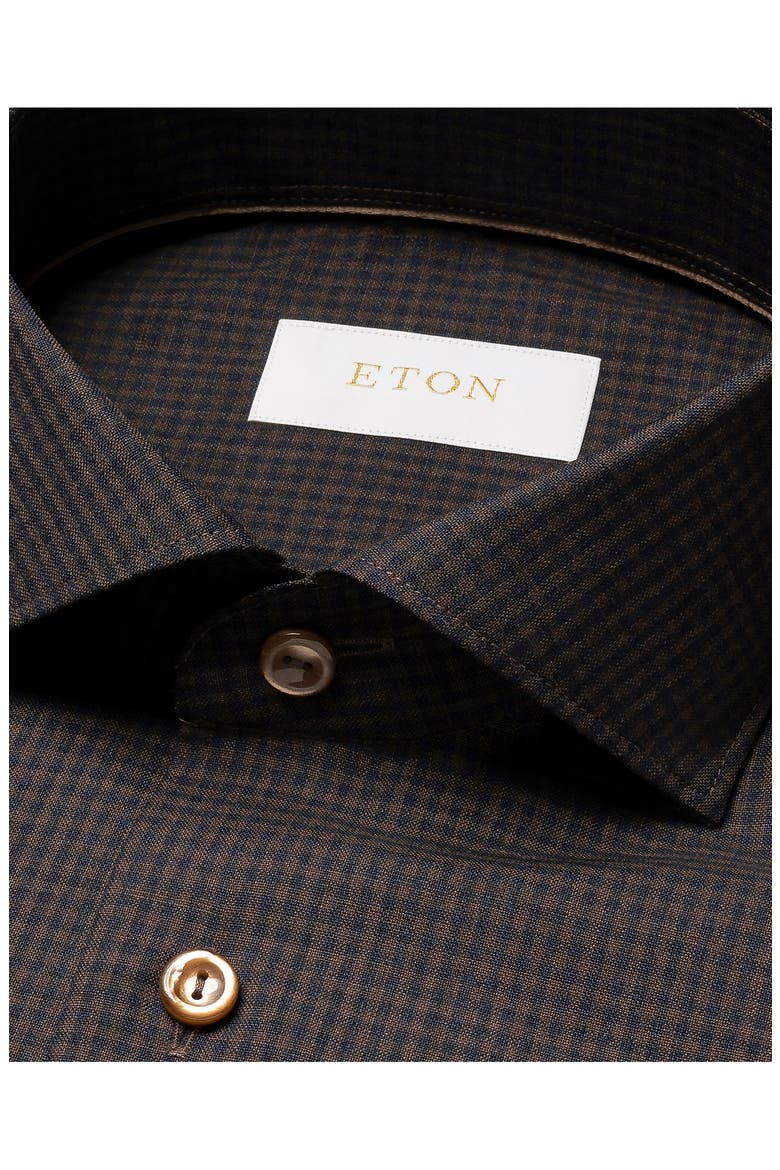 Slim Fit Gingham Check Wool Dress Shirt, Alternate, color, MEDIUM BROWN