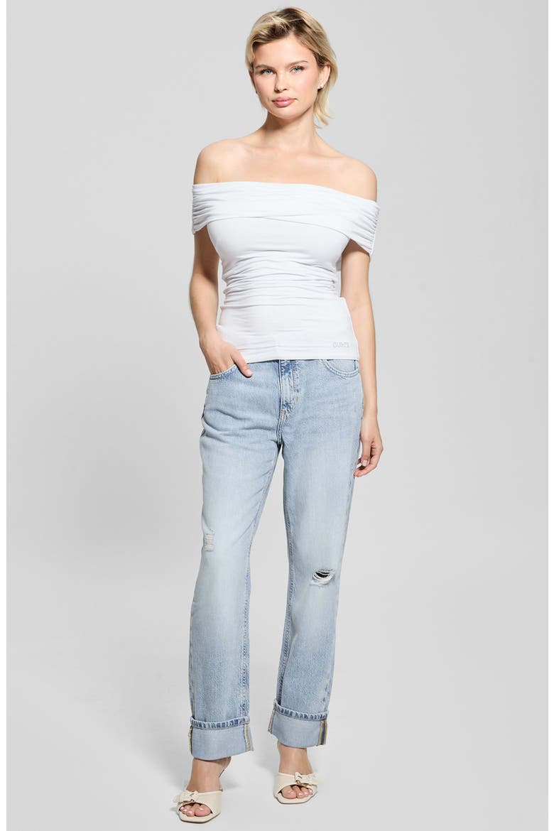 Off the Shoulder Top, Alternate, color, PURE WHITE