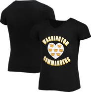New Era Girls Youth New Era Black Washington Commanders V-Neck T-Shirt
