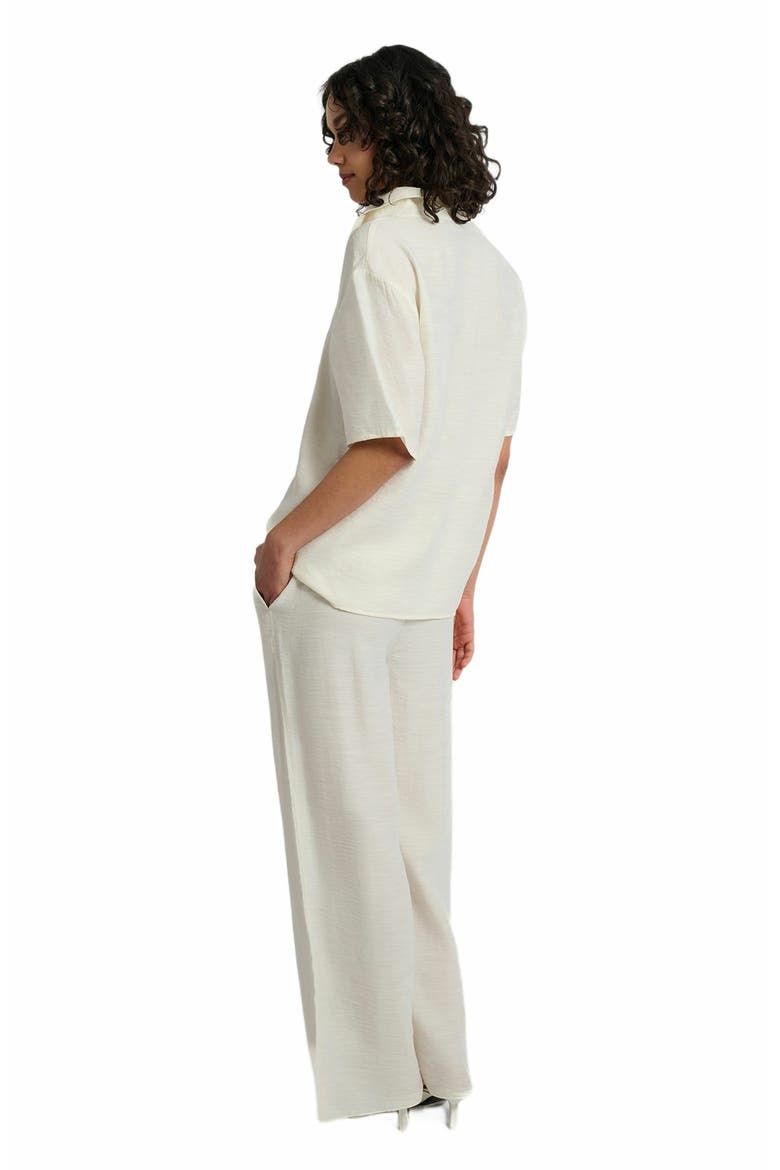 Crinkle Wide Leg Drawstring Pant, Alternate, color, EGRET