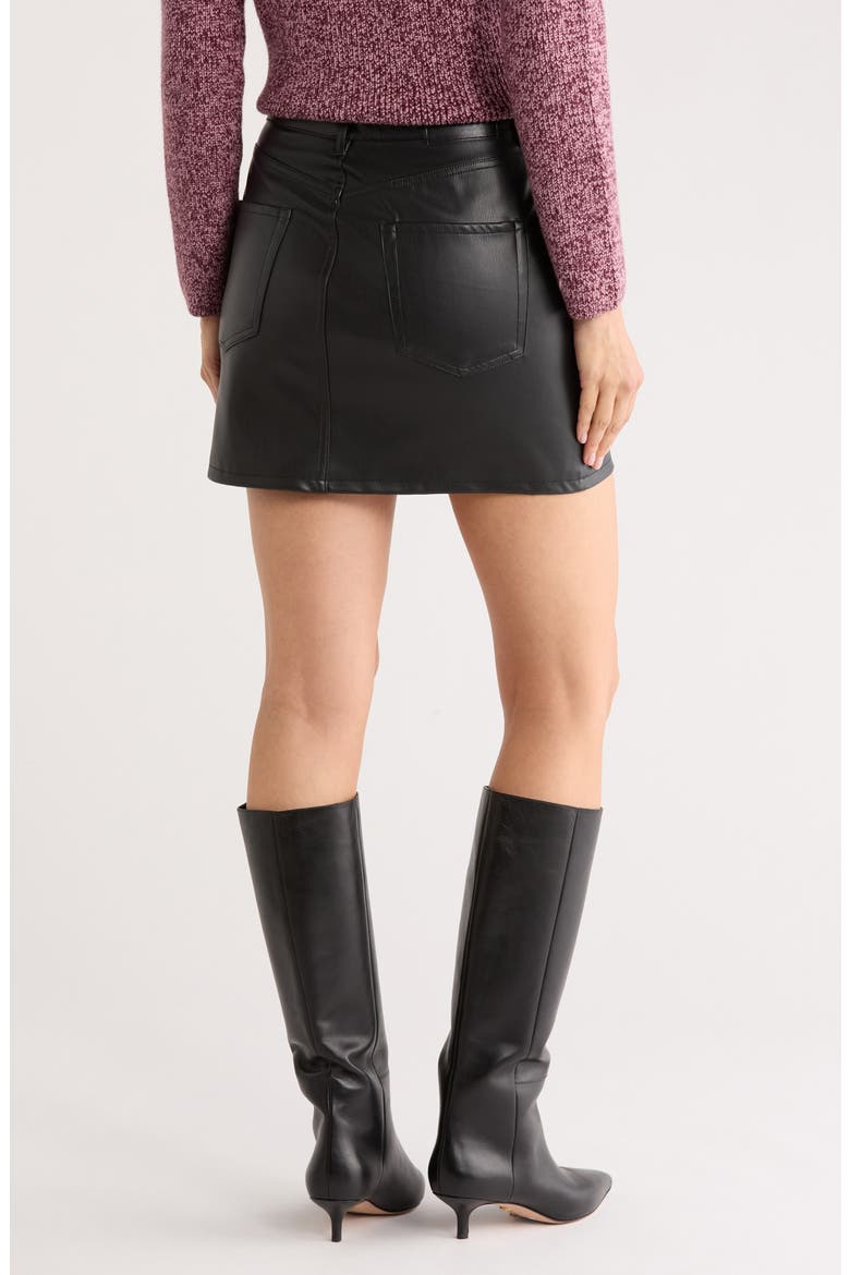 Faux Leather Five-Pocket Miniskirt, Alternate, color, BLACK