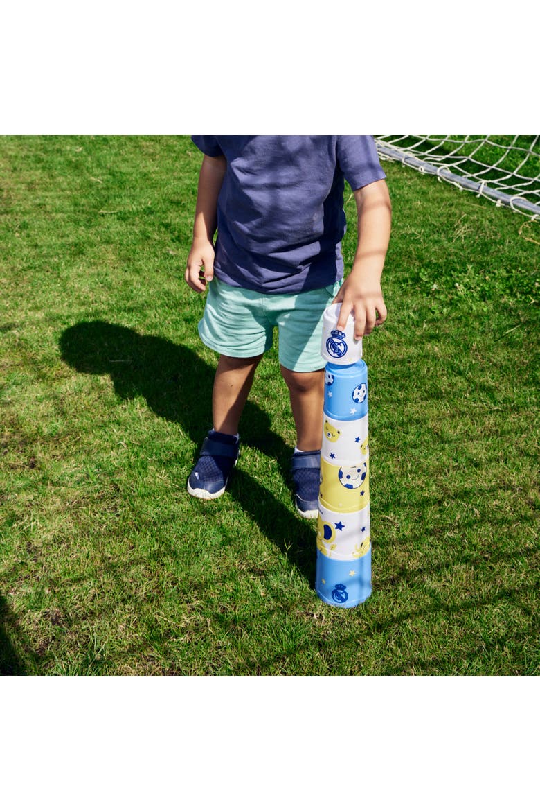Real Madrid Soccer Themed Sorting & Stacking Cups Baby Toy, Alternate, color, Blue Multi