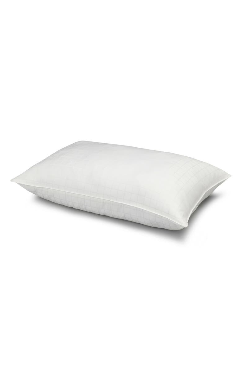 ELLA JAYNE HOME Overstuffed Gel Filled Dobby Windowpane Side/Back Sleeper Cotton Pillow, Main, color, White