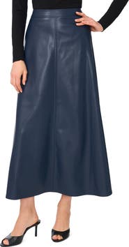 Vince Camuto Faux Leather A-Line Maxi Skirt