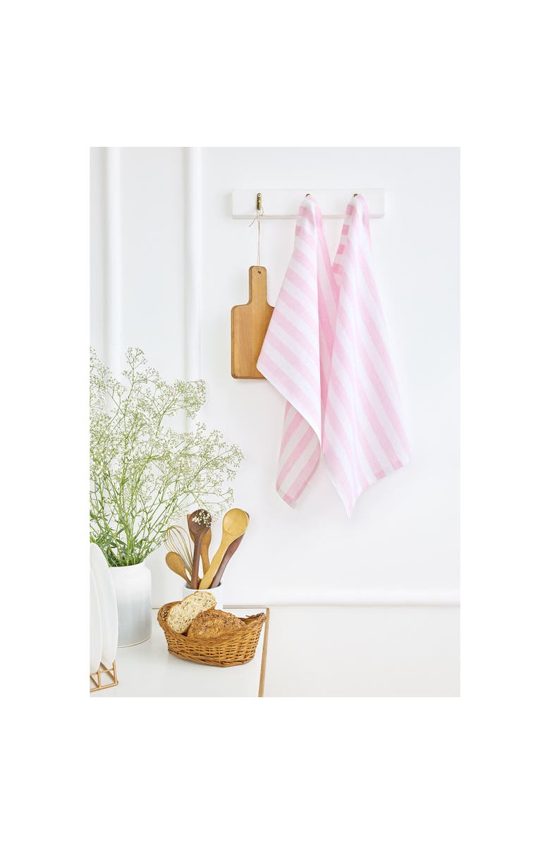 Solino Home Linen Kitchen Towels - Sorrento Stripe, Alternate, color, Pink And White