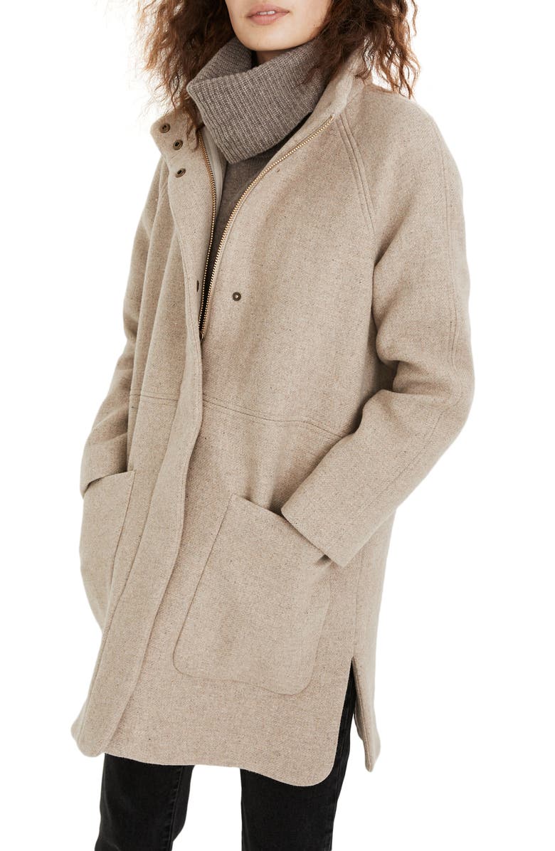 Madewell Estate Cocoon Insuluxe Fabric Coat, Main, color, Oatmeal