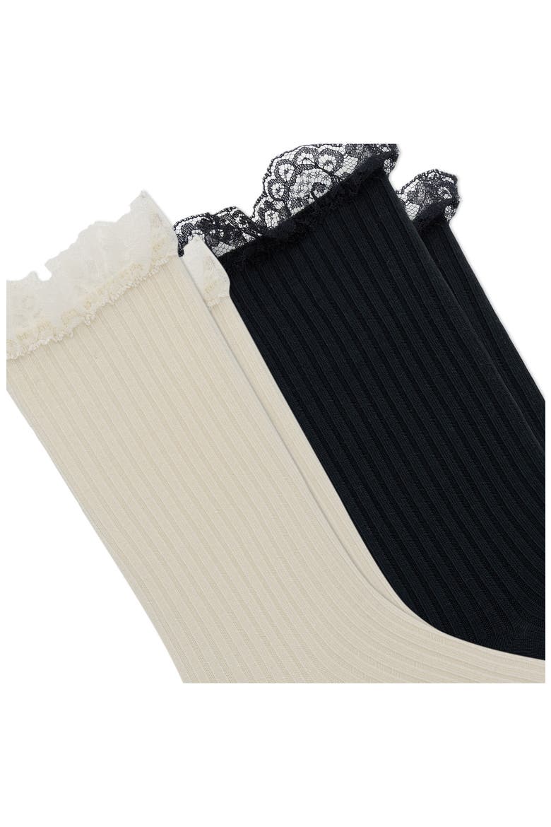 Lace Trim Micro Rib 2-Pack Midi Socks, Alternate, color, ASST