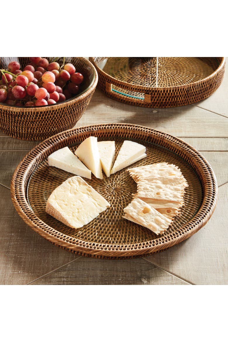 Burma Rattan Serving Platter, Brown, Alternate, color, Brown