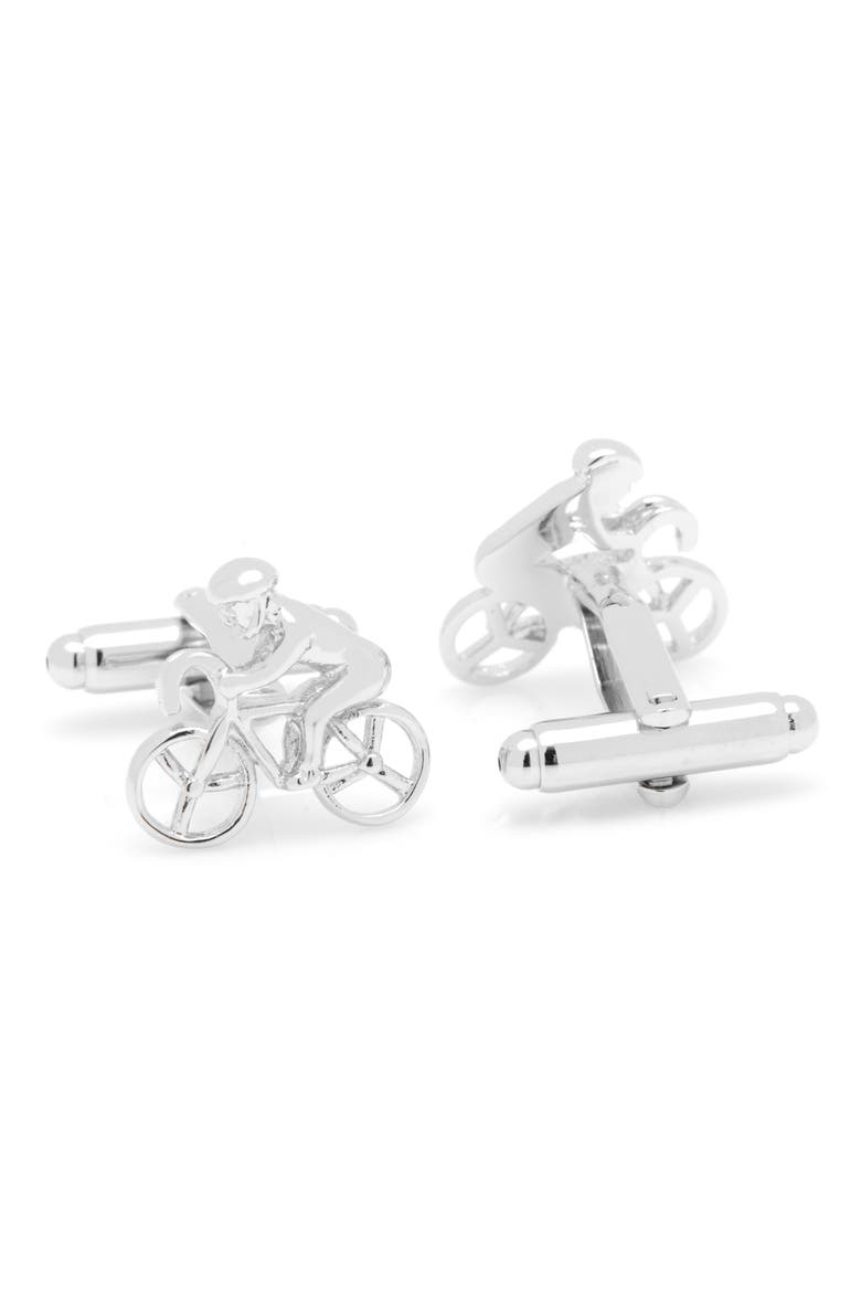 Cyclist Cuff Links, Alternate, color, SILVER