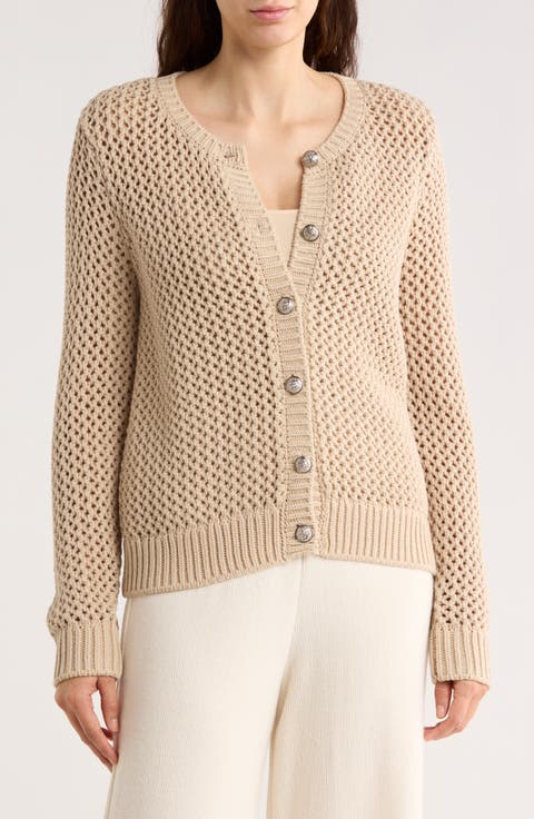 Open Stitch Cotton Blend Cardigan