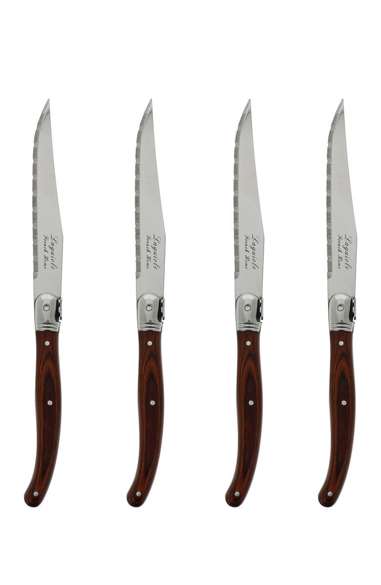 FRENCH HOME Laguiole Pakkawood Steak Knives - Set of 4, Alternate, color, Wood Grain