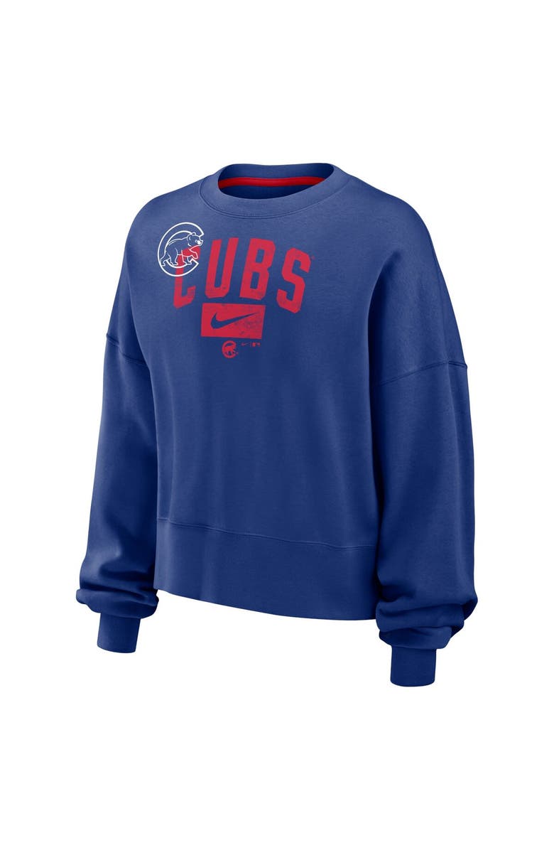 Nike Women's Nike Royal Chicago Cubs Oversized Long Sleeve Cropped Sweatshirt, Alternate, color, 