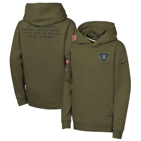 Youth Nike Olive Las Vegas Raiders 2025 Salute to Service Club Fleece Hoodie