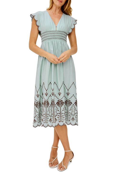 Roxanne Eyelet Embroidered Cotton Midi Dress
