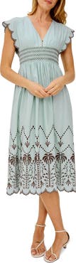 Rails Roxanne Eyelet Embroidered Cotton Midi Dress