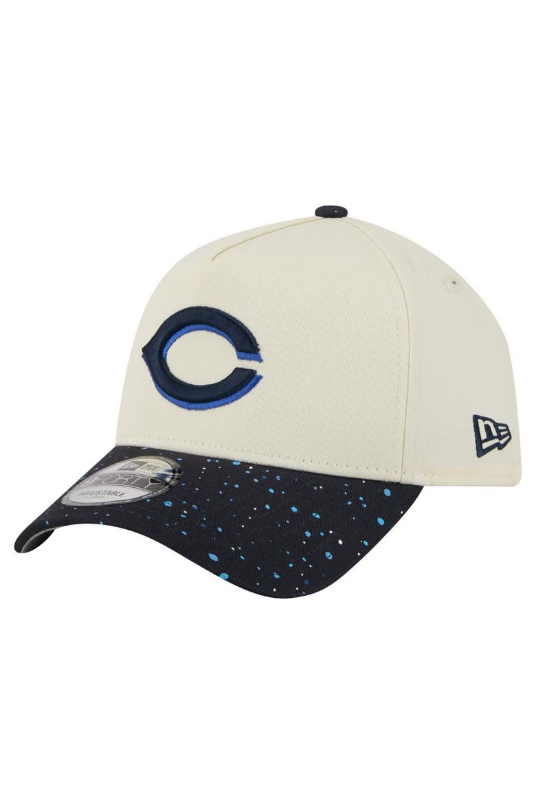 Men's New Era  Cream Cincinnati Reds Speckle A-Frame 9FORTY Adjustable Hat, Main, color, Cream