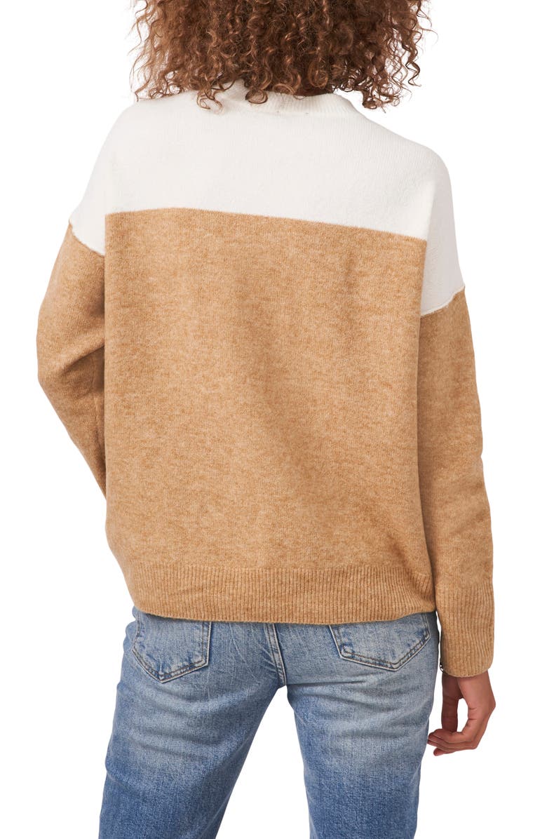 Vince Camuto Extended Shoulder Colorblock Sweater, Alternate, color, Antique White