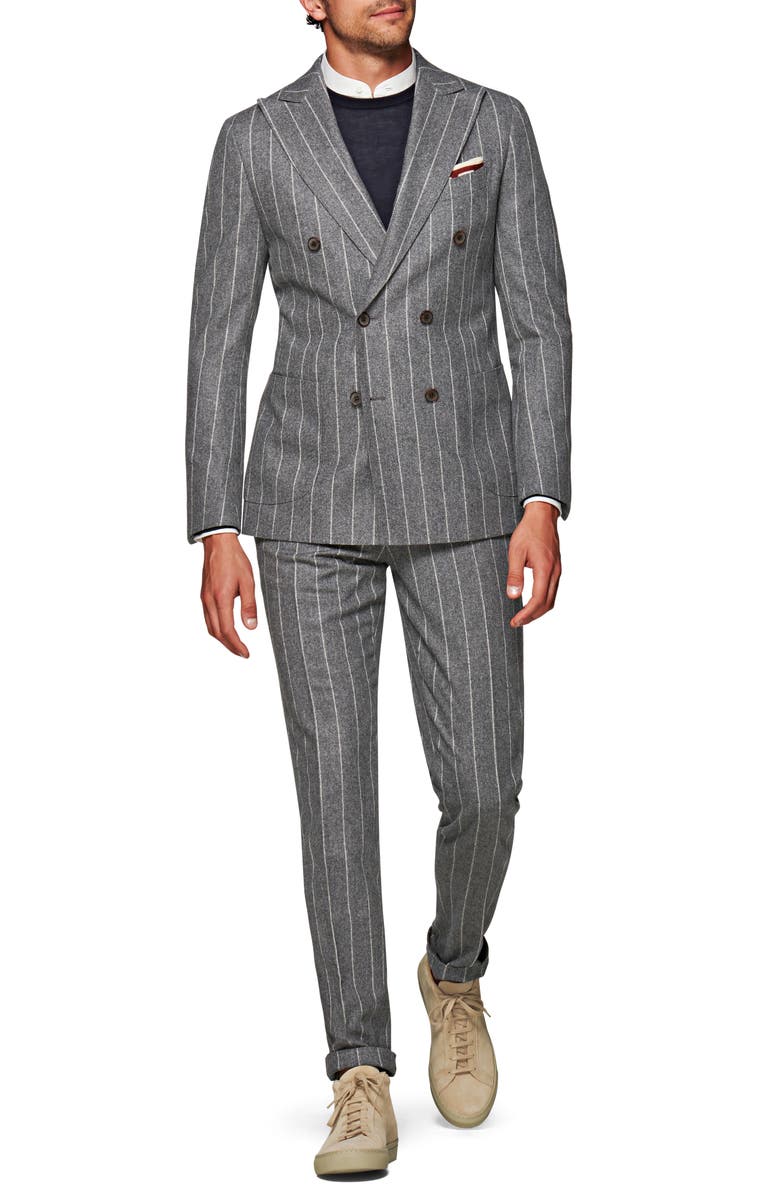 Suitsupply Havana Slim Fit Double Breasted Stripe Wool Suit, Main, color,