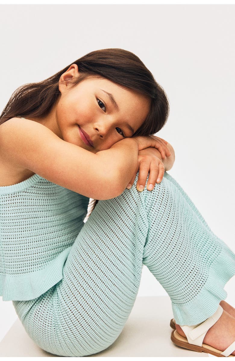 H&M Cotton-knit Strappy Top, Alternate, color, Light Turquoise